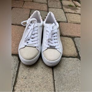 Guess White Canvas Sneakers Classic Design